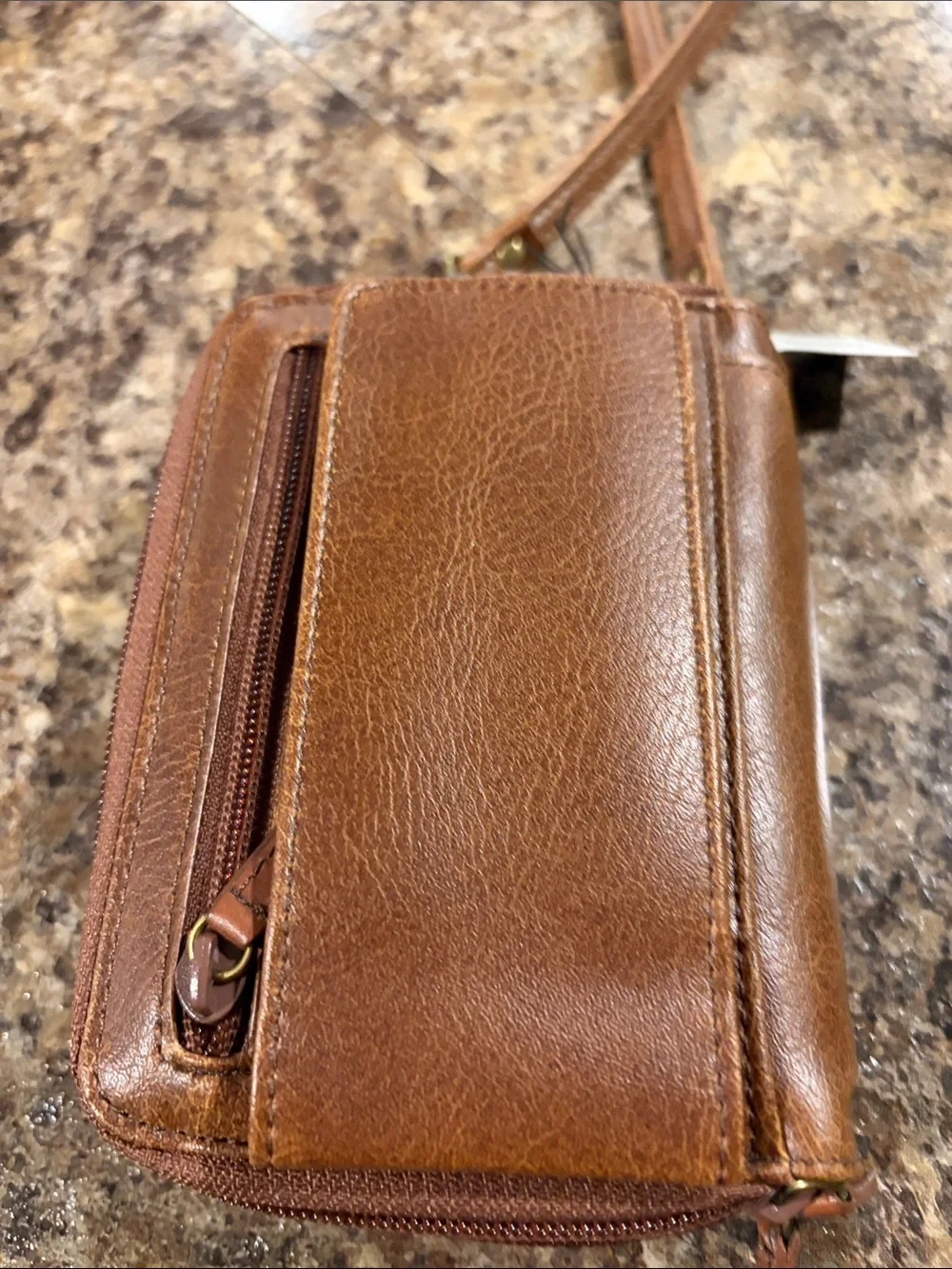 NWT Vintage 2002 Dockers Brown Leather Crossbody Wallet
